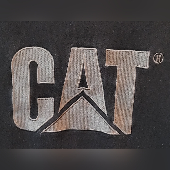 CAT Caterpillar Heavy Equipment Logo Hoodie Sweatshirt Pullover Black Silver Med - Picture 2 of 9